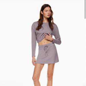 Sunday best Liu baby waffle skirt and long sleeve top in rocky grey
